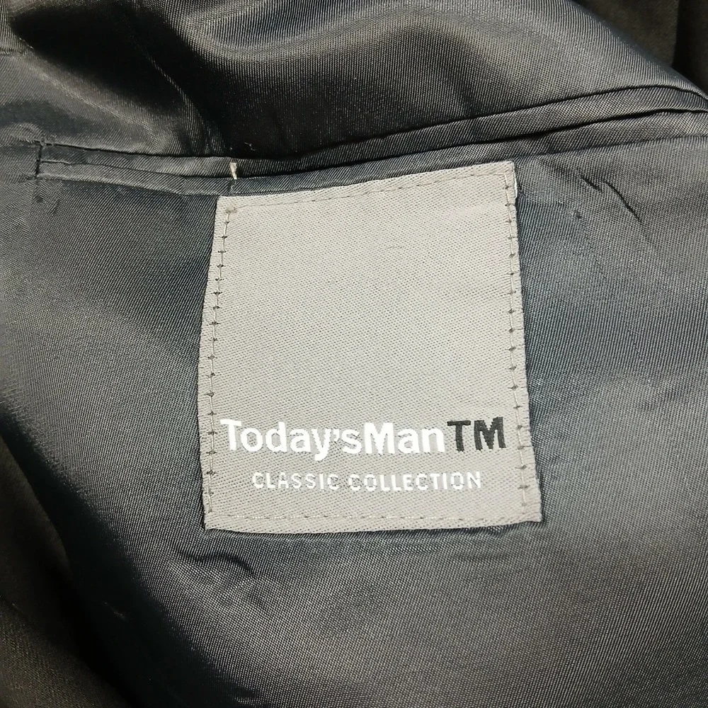 Todays Man Double Breasted Blazer Mens 46R‎ Gray Classic Suit Jacket